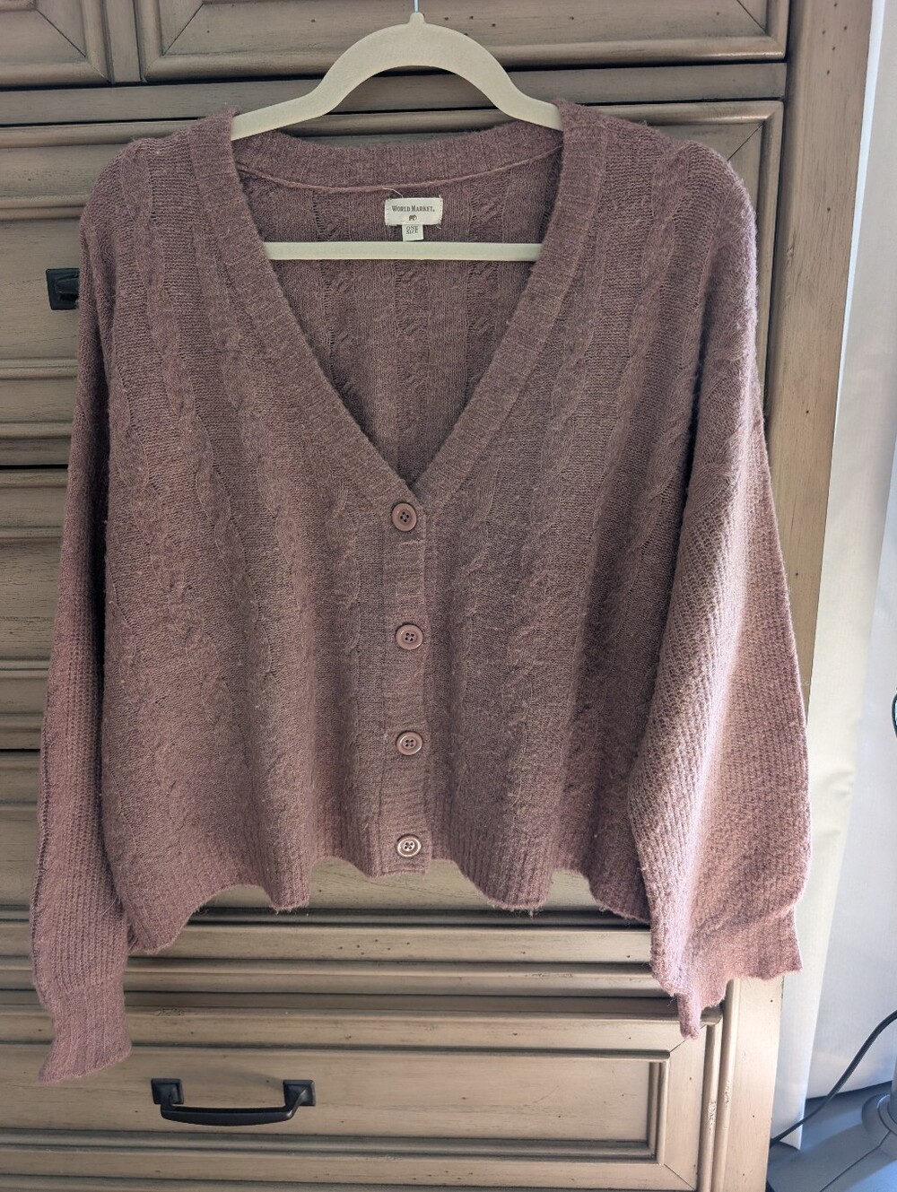 Cost Plus World Market Mauve Button Cardigan